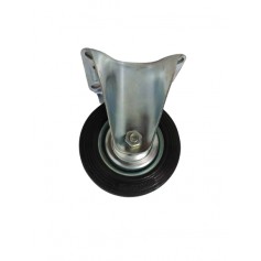 Industrial duty pressed steel fixed bracket with black rubber wheel