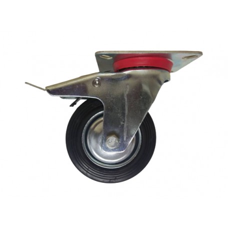 Solid rubber wheel with swivel, total brake bracket