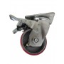 Medium duty welded swivel, total brake bracket with Polyurethane tread mould on cast iron wheel