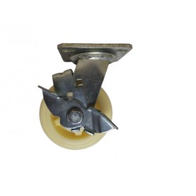 Medium duty welded swivel, side brake bracket with nylon wheel