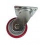 Medium duty welded steel swivel bracket with medium duty polyurethane tread mould on cast iron centre wheel