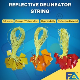 50m Orange/Yellow/Re Reflective Delineator String Rope High Visibility Safety Roadside Work Warning Tali Pemantul Cahaya