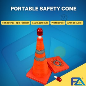 55cm Portable Safety Cone Flexible Collapsible Multi-Purpose Pop Up Safety Cone with Light