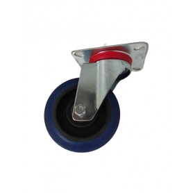 Industrial duty pressed steel swivel bracket with elastic rubber wheel