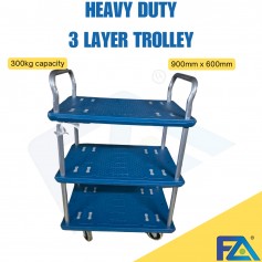 3 Layer Heavy Duty PVC Trolley - 300kg