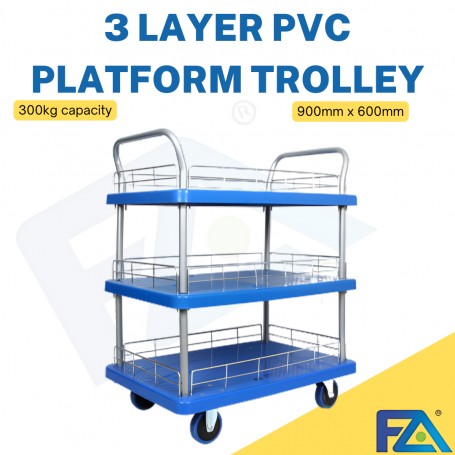 3 Tier Heavy Duty Loading Plastic Goods Trolley to Transport Goods