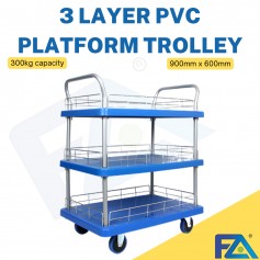 3 Tier Heavy Duty Loading Plastic Goods Trolley to Transport Goods
