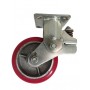 Medium duty shock absorbing welded steel fixed bracket with heavy duty polyurethane mould on cast iron centre wheel