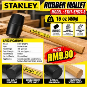 STANLEY 16oz WOOD HANDLE RUBBER MALLET